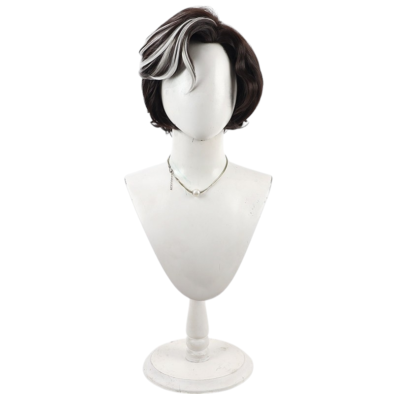 White Smoke Verso Cosplay Wig - 33rd Expedition Team (Dark Brown Widow's Peak White Highlights) (FEVERCOS)