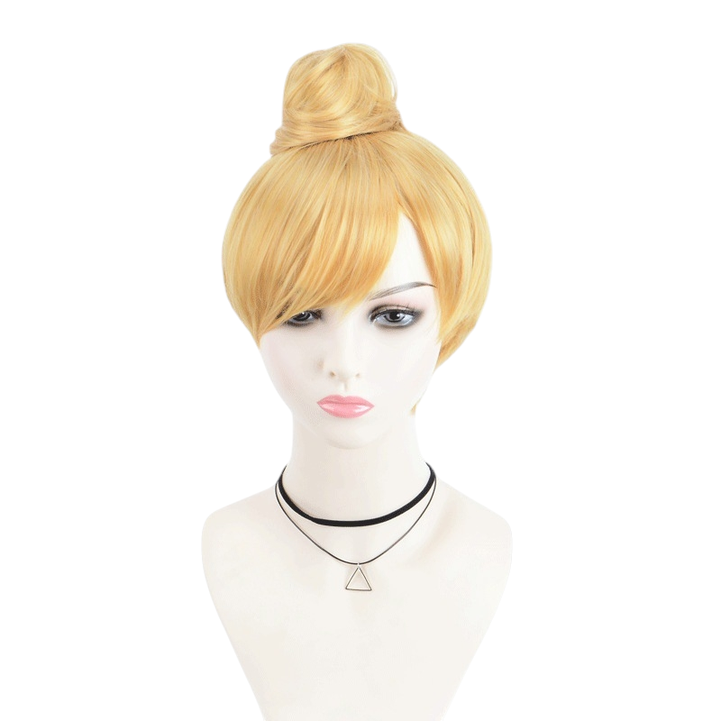 White Smoke Tinker Bell Cosplay Wig - Disney Fairies (Blonde Top Bun) (FEVERCOS)