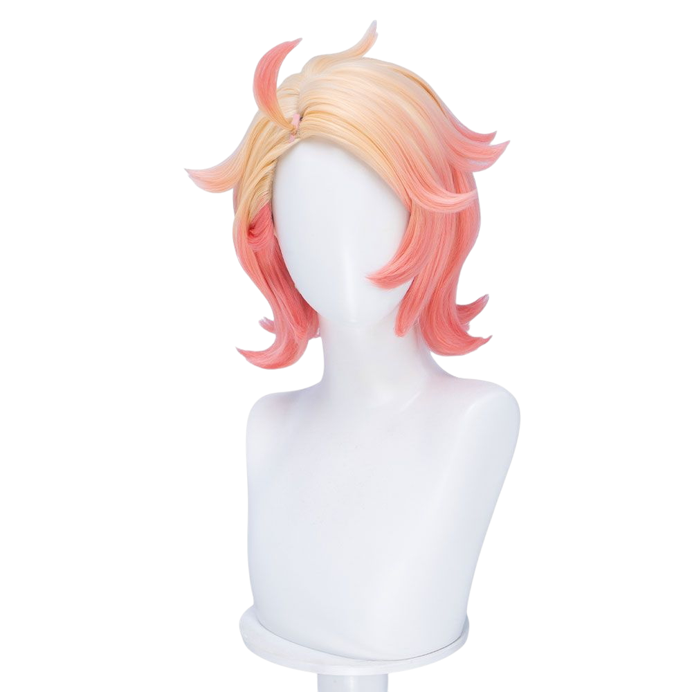 White Smoke Guy Cosplay Wig - Pokemon Legends: Z-A (Orange-Pink Side Part Scalp) (FEVERCOS)