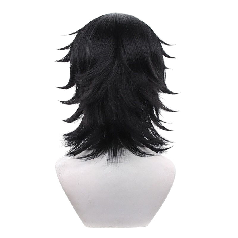 White Smoke Portgas D. Ace Cosplay Wig - One Piece (Black Flipped Middle Part) (FEVERCOS)