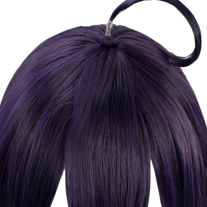 White Smoke Albedo Cosplay Wig - Overlord (Black-Purple Ahoge Long Straight) (FEVERCOS)