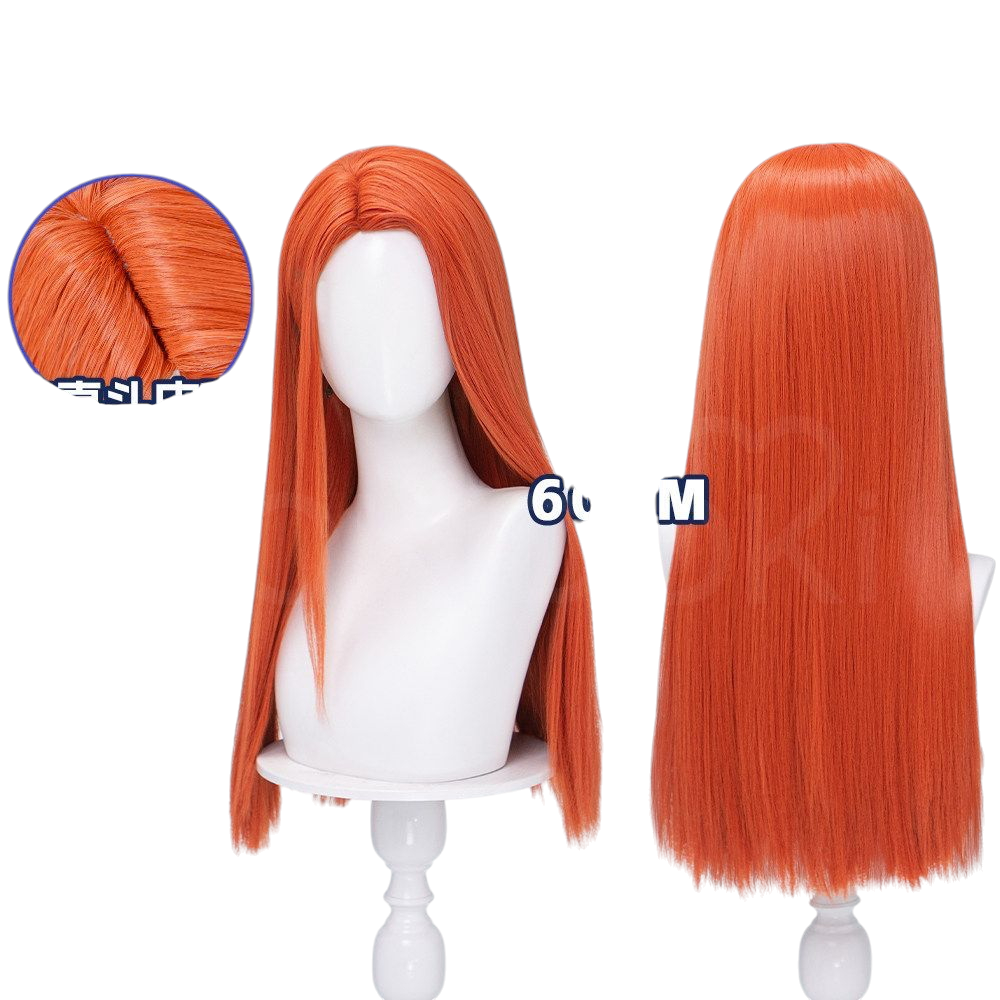 White Smoke Atom Eve Cosplay Wig - Invincible (60cm Orange Side Part Scalp) (FEVERCOS)