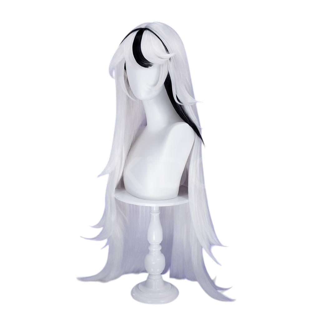 White Smoke Loona Cosplay Wig - Helluva Boss (90cm Teased Roots Long) (FEVERCOS)