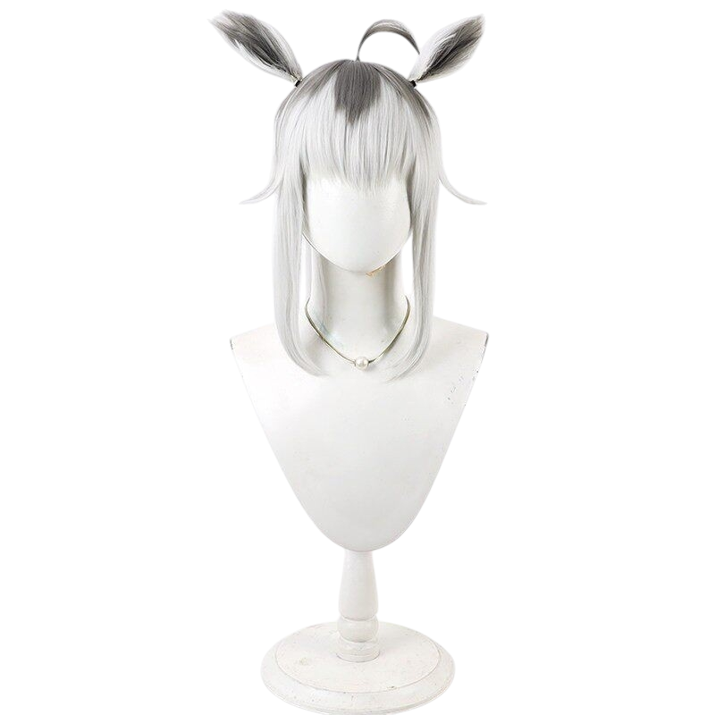 White Smoke Oguri Cap (Cinderella Gray) Cosplay Wig - Uma Musume (Detachable Long Ponytail with Ears) (FEVERCOS)