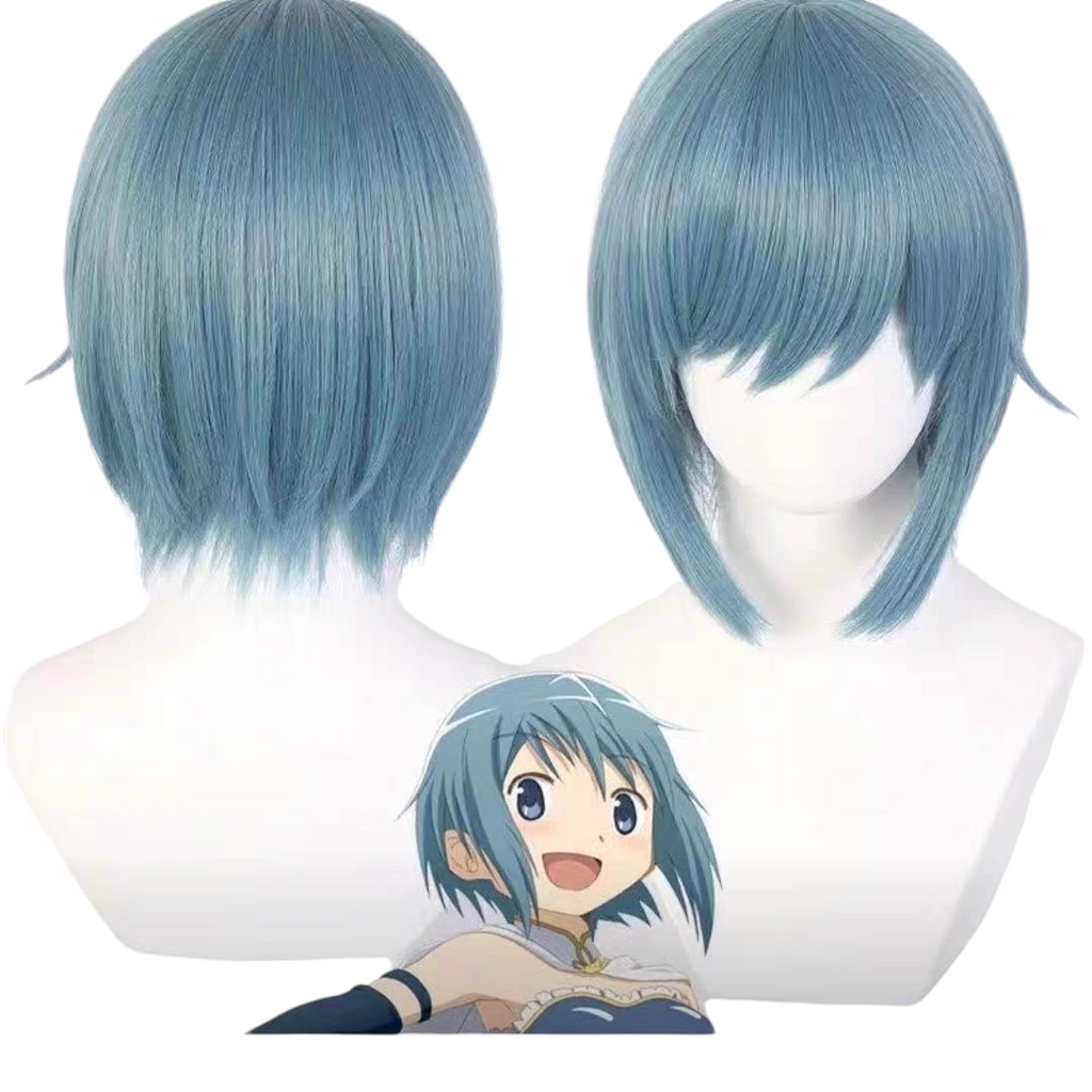 White Smoke Sayaka Miki Cosplay Wig - Puella Magi Madoka Magica (Light Blue Styled Short) (FEVERCOS)