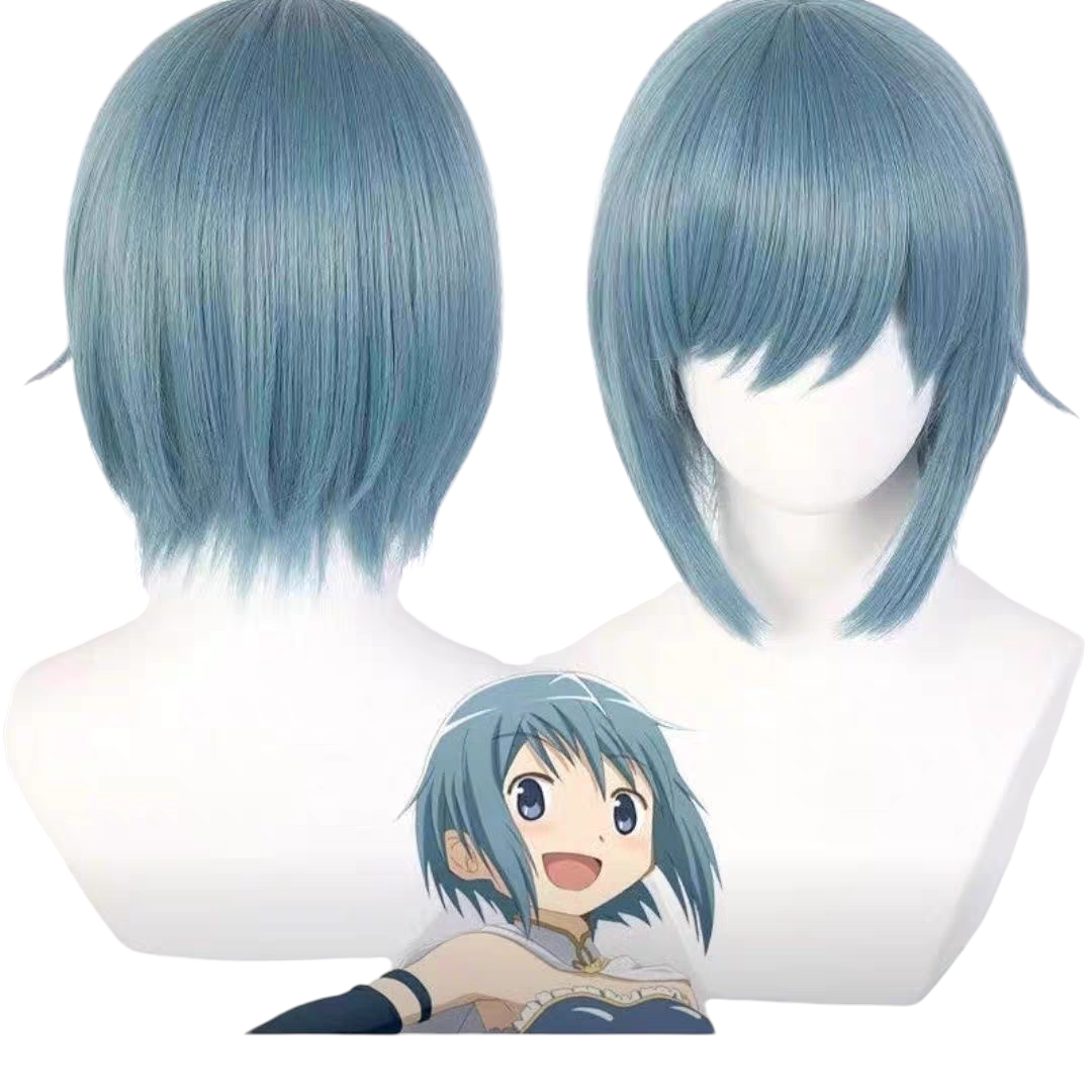 White Smoke Sayaka Miki Cosplay Wig - Puella Magi Madoka Magica (Light Blue Styled Short) (FEVERCOS)