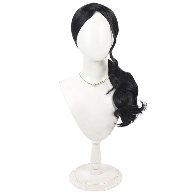 White Smoke Shunsui Kyoraku Cosplay Wig - BLEACH (Black Wavy Scalp) (FEVERCOS)