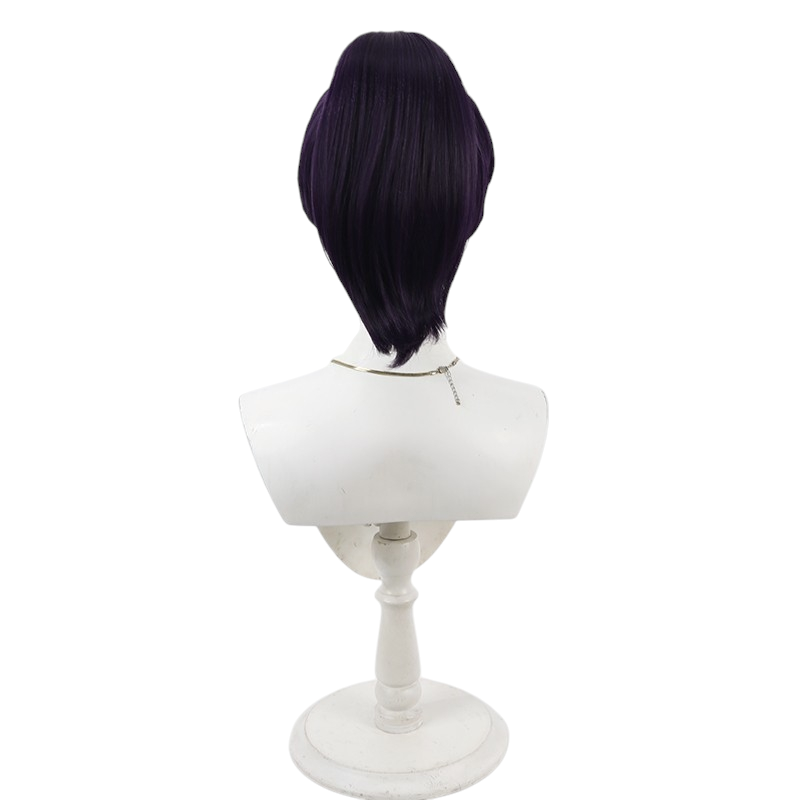 Light Gray Kirimaru Settsu Cosplay Wig - Nintama Rantaro (Purple/Blue Ponytail) (FEVERCOS)