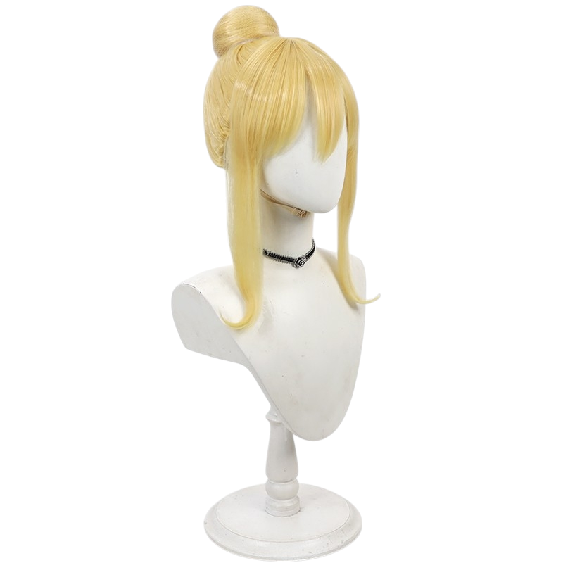 White Smoke Lucy Heartfilia (Updo Ver.) Cosplay Wig - Fairy Tail (Blonde Bun with Long Sideburns) (FEVERCOS)