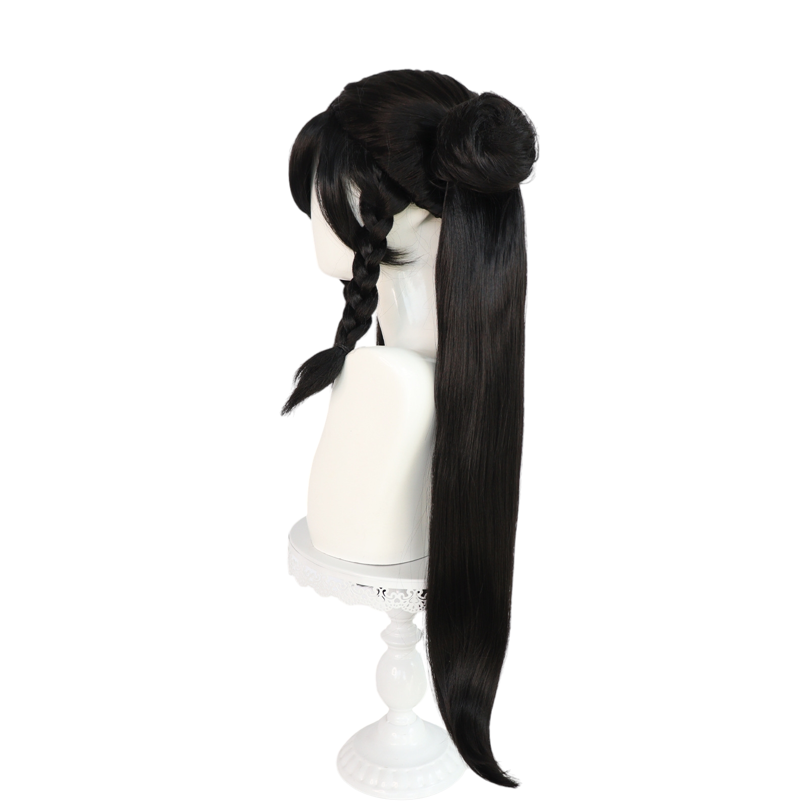 White Smoke Chun-Li (Classic) Cosplay Wig - Street Fighter (Brown Buns/Ox Horns) (FEVERCOS)
