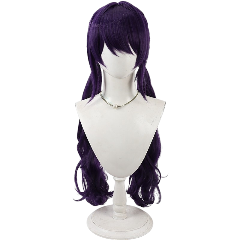 White Smoke Asahina Mafuyu Cosplay Wig - Project Sekai (Dark Purple Ponytail) (FEVERCOS)