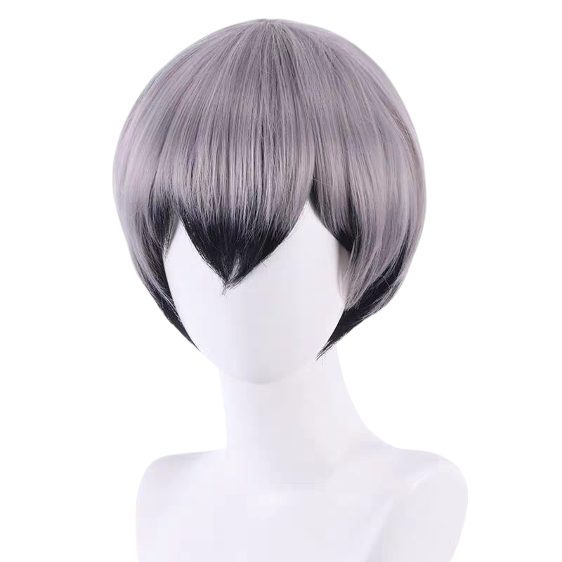 White Smoke Shinsuke Kita Cosplay Wig - Haikyuu!! (Silver Grey Two-Tone Split) (FEVERCOS)