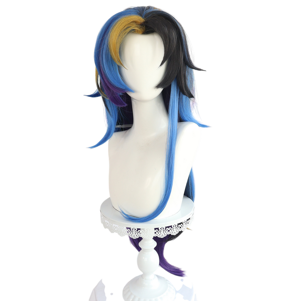 Dark Slate Gray Yone (Heartsteel Prestige) Cosplay Wig - League of Legends (White/Neon) (FEVERCOS) LOL