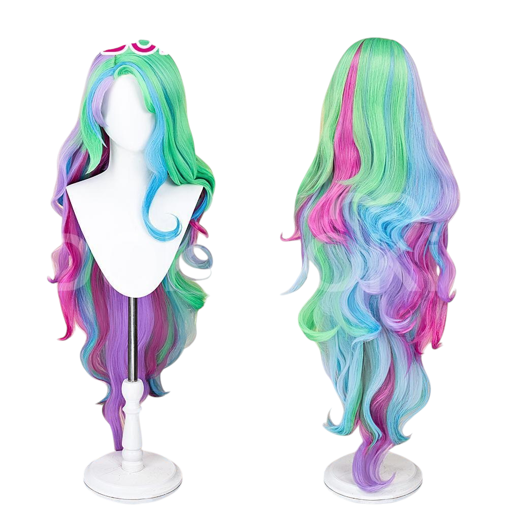 White Smoke Princess Celestia Cosplay Wig - My Little Pony (Multi-Color Layered Flow) (FEVERCOS)
