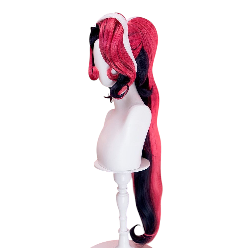 White Smoke Velvette (Single Ponytail Ver.) Cosplay Wig - Hazbin Hotel (Teased Detachable Tail) (FEVERCOS)