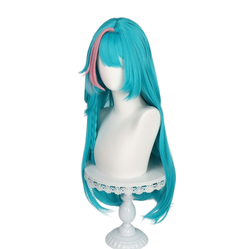 White Smoke Mint Cosplay Wig - Urban Anomaly (Pink Braided Rose Net) (FEVERCOS)