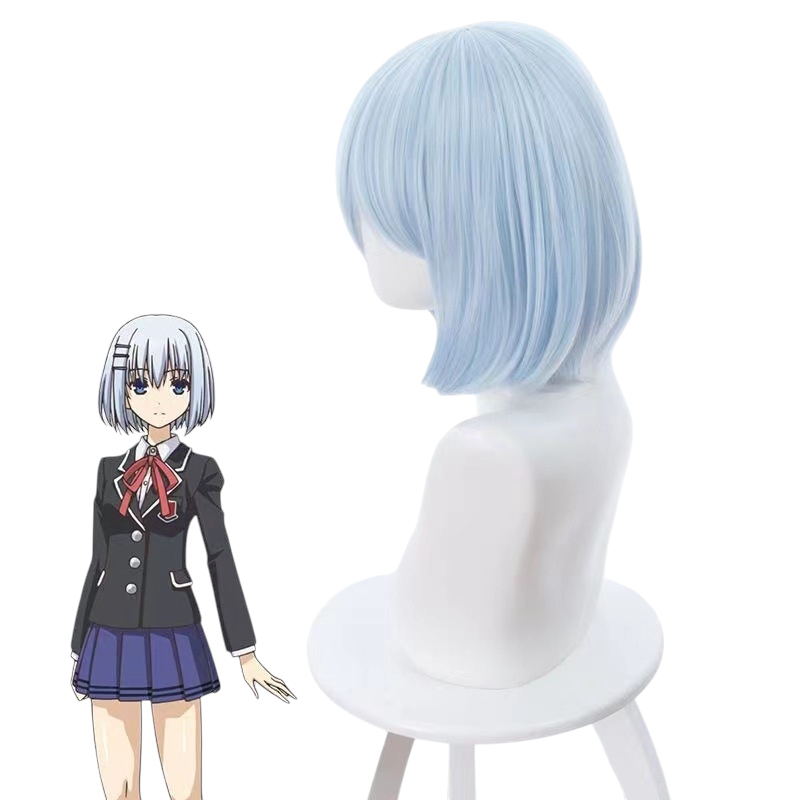 White Smoke Origami Tobiichi Cosplay Wig - Date A Live III (Light Blue Bob) (FEVERCOS)