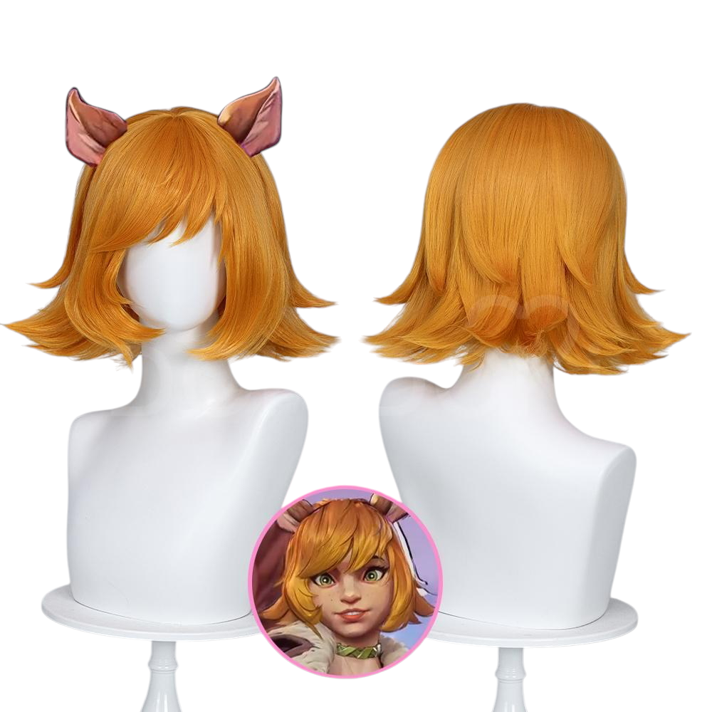 White Smoke Squirrel Girl Cosplay Wig - Marvel Rivals (35cm Orange Flipped Short) (FEVERCOS)