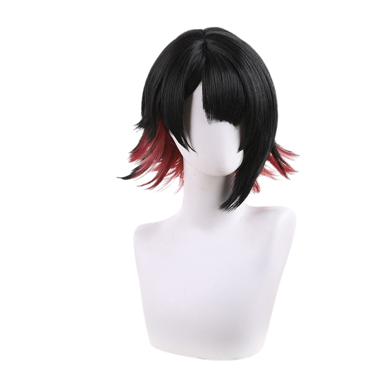 White Smoke Ellen Joe (Shark Girl Ver.) Cosplay Wig - Zenless Zone Zero (Black/Red Split Base) (FEVERCOS)