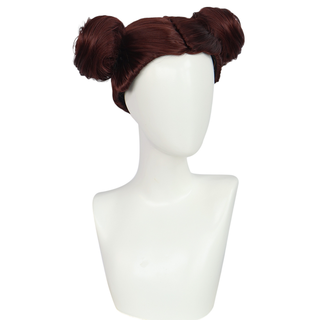 Black Princess Leia (Kids) Cosplay Wig - Star Wars (Brown Double Buns) (FEVERCOS)