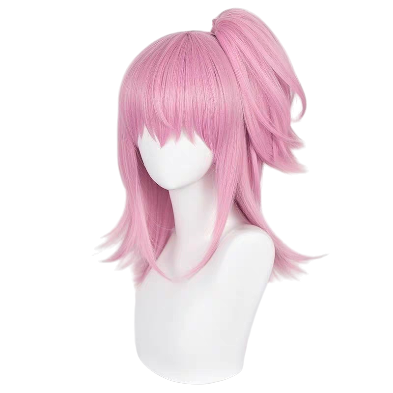 White Smoke Amu Hinamori Cosplay Wig - Shugo Chara! (Pink Scalp Clip-On Tail) (FEVERCOS)
