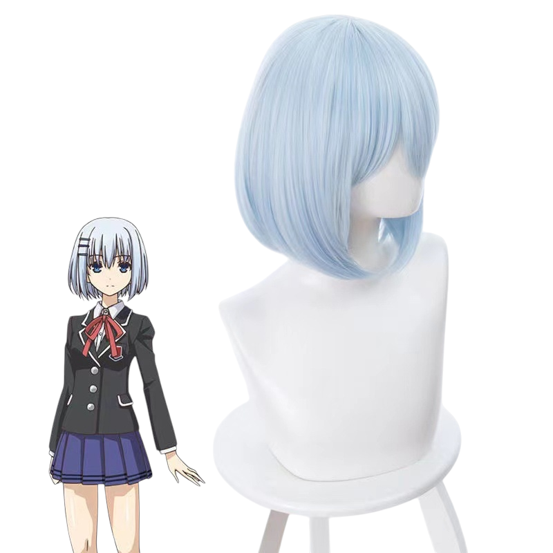 White Smoke Origami Tobiichi Cosplay Wig - Date A Live III (Light Blue Bob) (FEVERCOS)