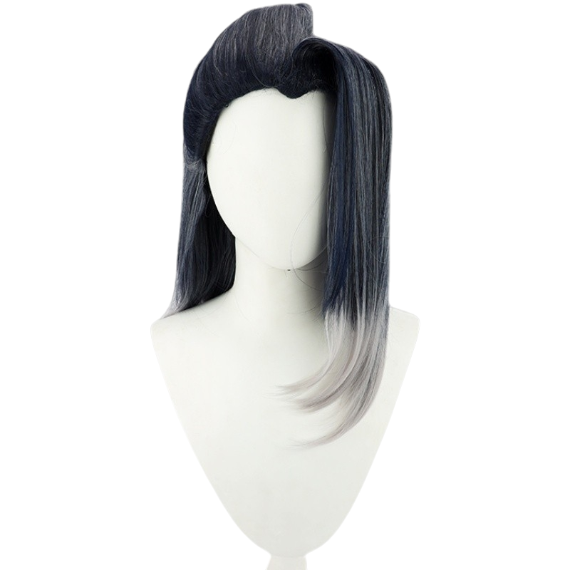 White Smoke Fade / Viper Style Cosplay Wig - Valorant (Black/Grey Widow's Peak Gradient) (FEVERCOS)