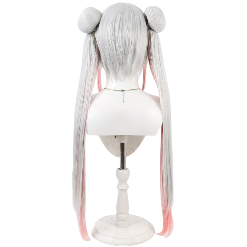 White Smoke Nakiri Ayame (Tennyo 3D Ver.) Cosplay Wig - Hololive VTuber (Detachable Bun Ponytail) (FEVERCOS)