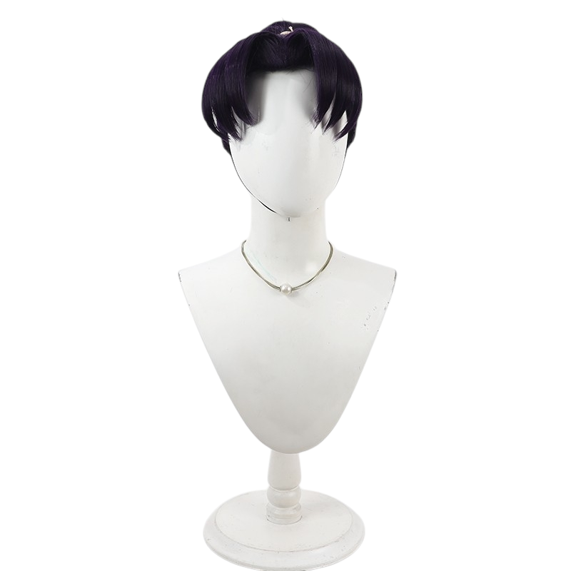 Light Gray Kirimaru Settsu Cosplay Wig - Nintama Rantaro (Purple/Blue Ponytail) (FEVERCOS)