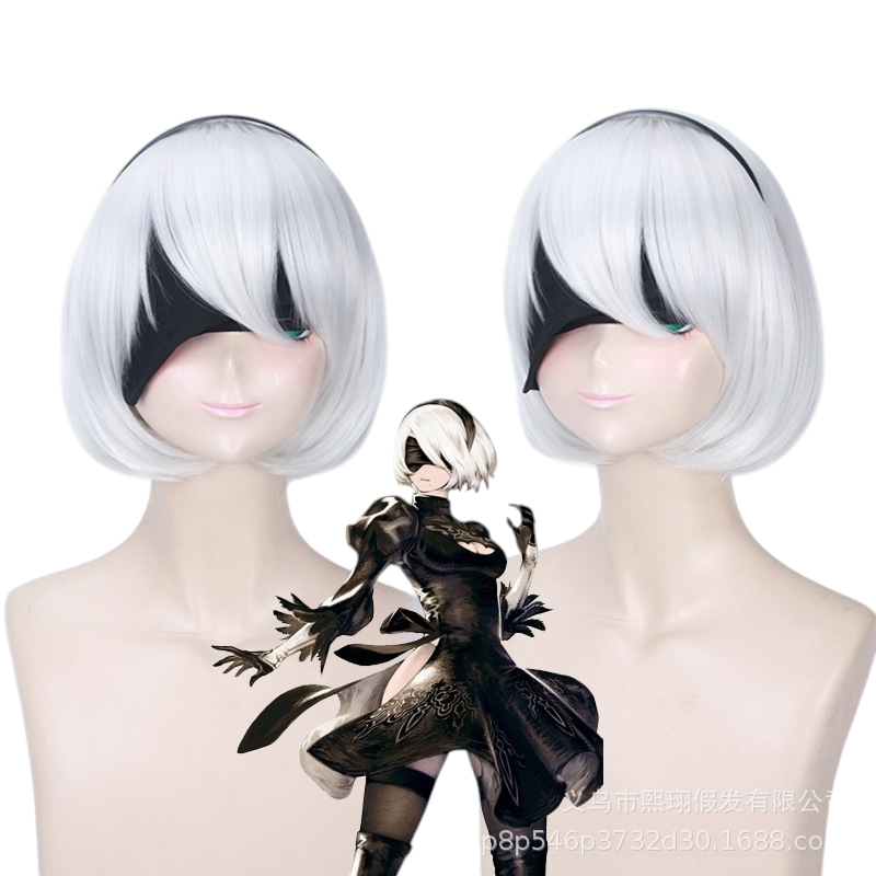 9S (YoRHa No.9 Type S) Cosplay Wig - NieR: Automata (Silver Short) (FEVERCOS)