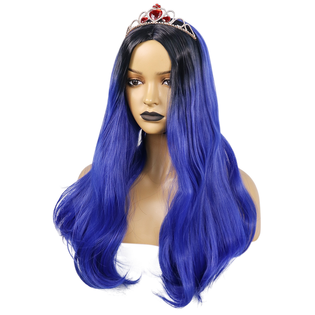 White Smoke Evie Cosplay Wig - Descendants 2 (Blue Gradient Long Curly) (FEVERCOS)