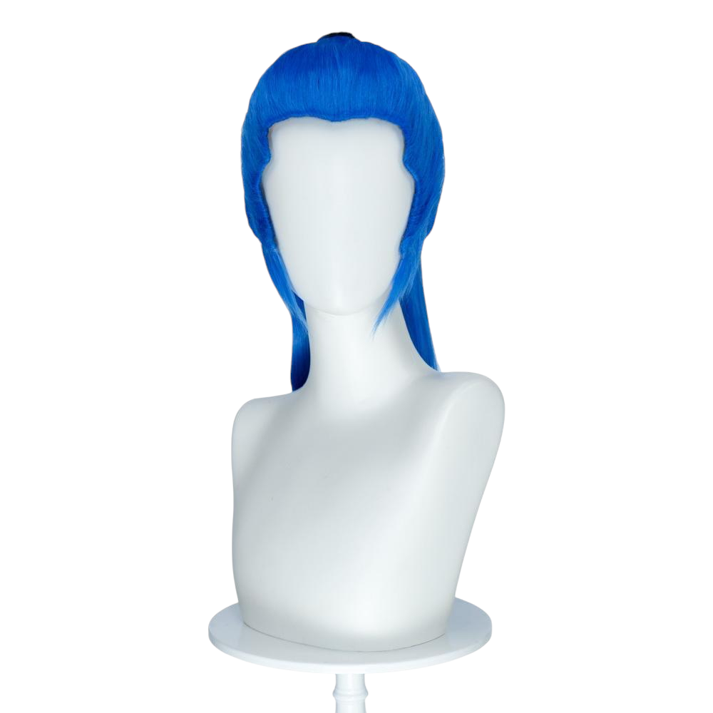 White Smoke Buggy Cosplay Wig - One Piece (55cm Blue Slicked Back Tied) (FEVERCOS)