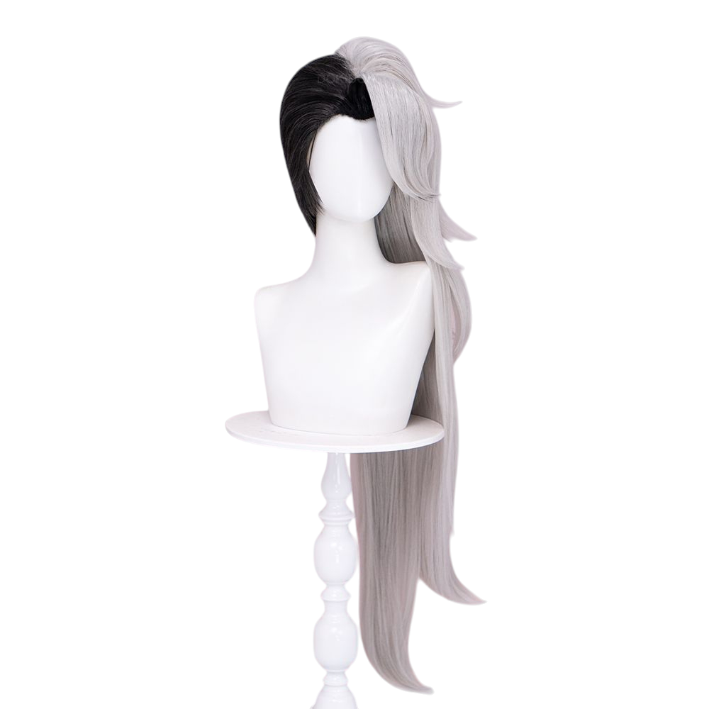 White Smoke Carmilla Carmine Cosplay Wig - Hazbin Hotel (Micro-Crimped Long Scalp) (FEVERCOS)