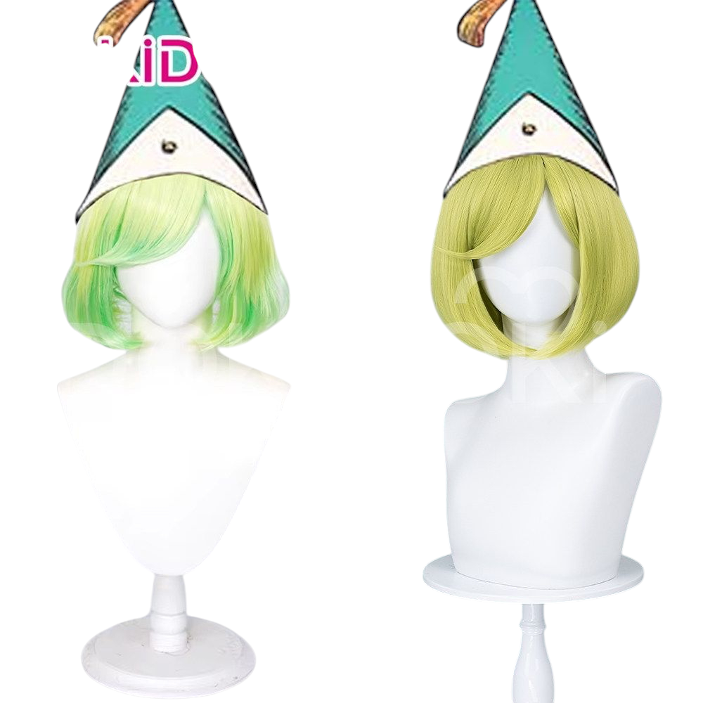 White Smoke Coco Cosplay Wig - Witch Hat Atelier (Yellow-Green Highlight Bob) (FEVERCOS)