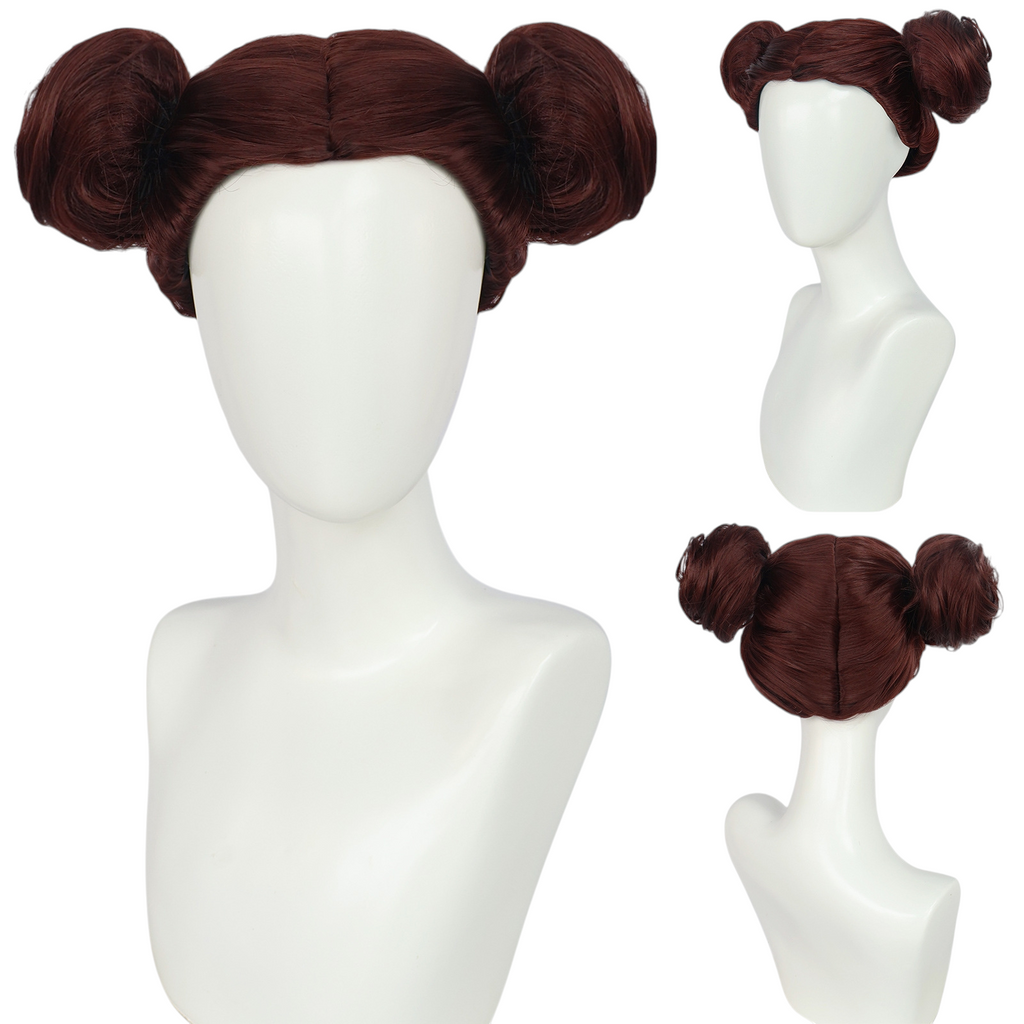 Black Princess Leia (Kids) Cosplay Wig - Star Wars (Brown Double Buns) (FEVERCOS)