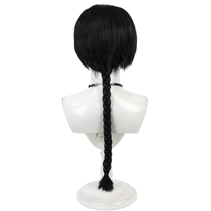 White Smoke Ranma Saotome (Male) Cosplay Wig - Ranma 1/2 (Black Teased Long Ponytail) (FEVERCOS)