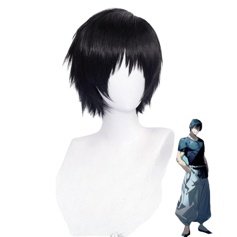 White Smoke Toji Fushiguro Cosplay Wig - Jujutsu Kaisen (Black Messy Flipped) (FEVERCOS)