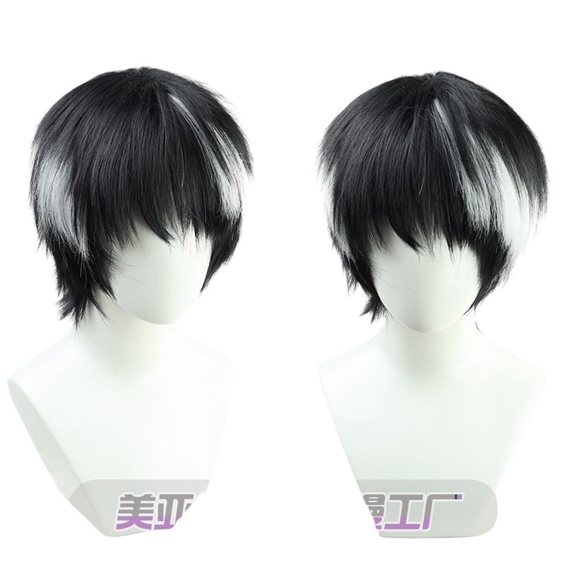 White Smoke Taiga Hanaya Cosplay Wig - Kamen Rider Ex-Aid (Black/White Streak) (FEVERCOS)