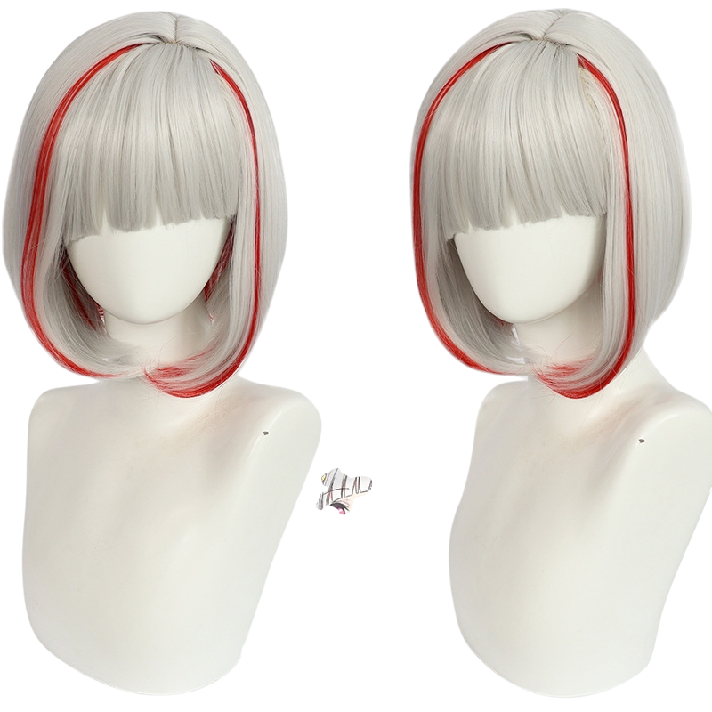 Light Gray Tsuzuri Yugiri Cosplay Wig - Love Live! Hasunosora (Ash Grey/Red Highlights) (FEVERCOS)