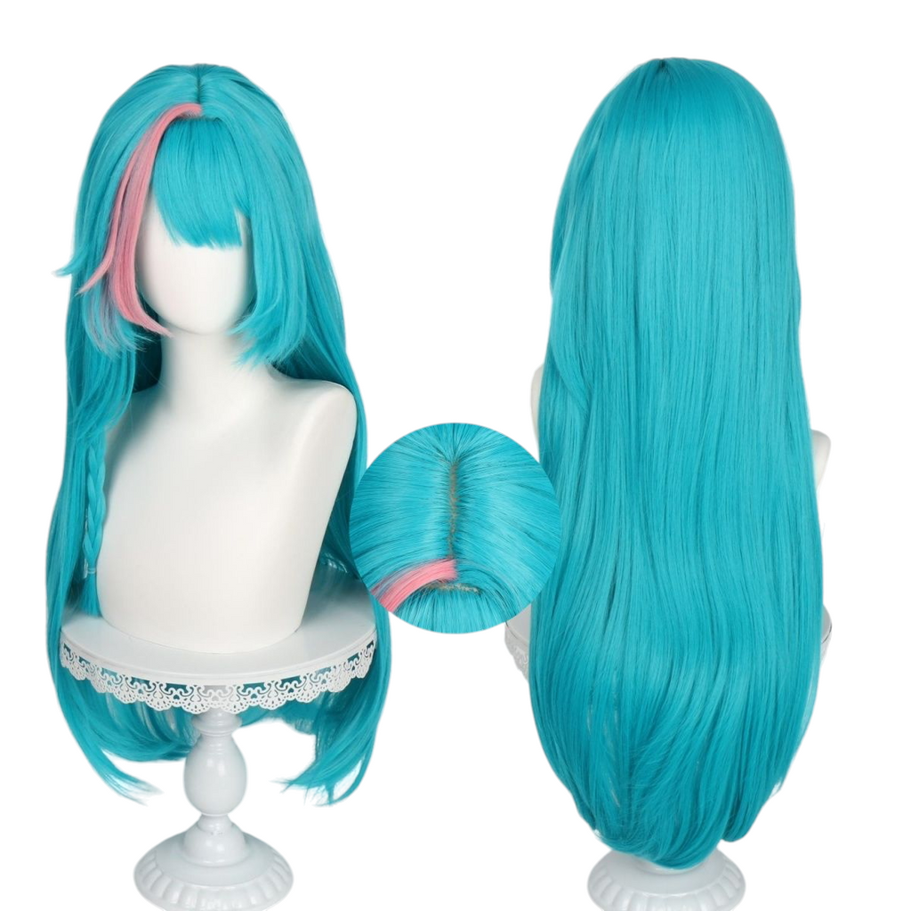 White Smoke Mint Cosplay Wig - Urban Anomaly (Pink Braided Rose Net) (FEVERCOS)