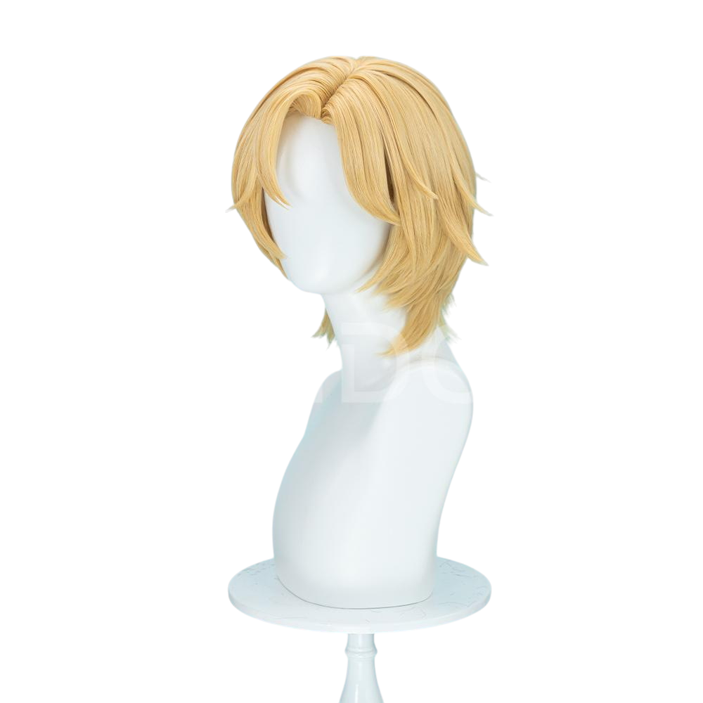 White Smoke Han Noah Cosplay Wig - PLAVE (35cm Golden Yellow Side Part Scalp) (FEVERCOS)