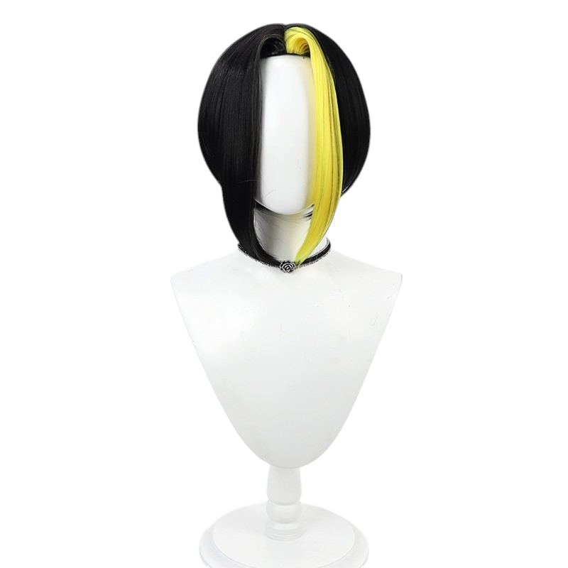 White Smoke Finn Ames (DXF Ver.) Cosplay Wig - Mashle: Magic and Muscles (Black with Yellow Highlights) (FEVERCOS)