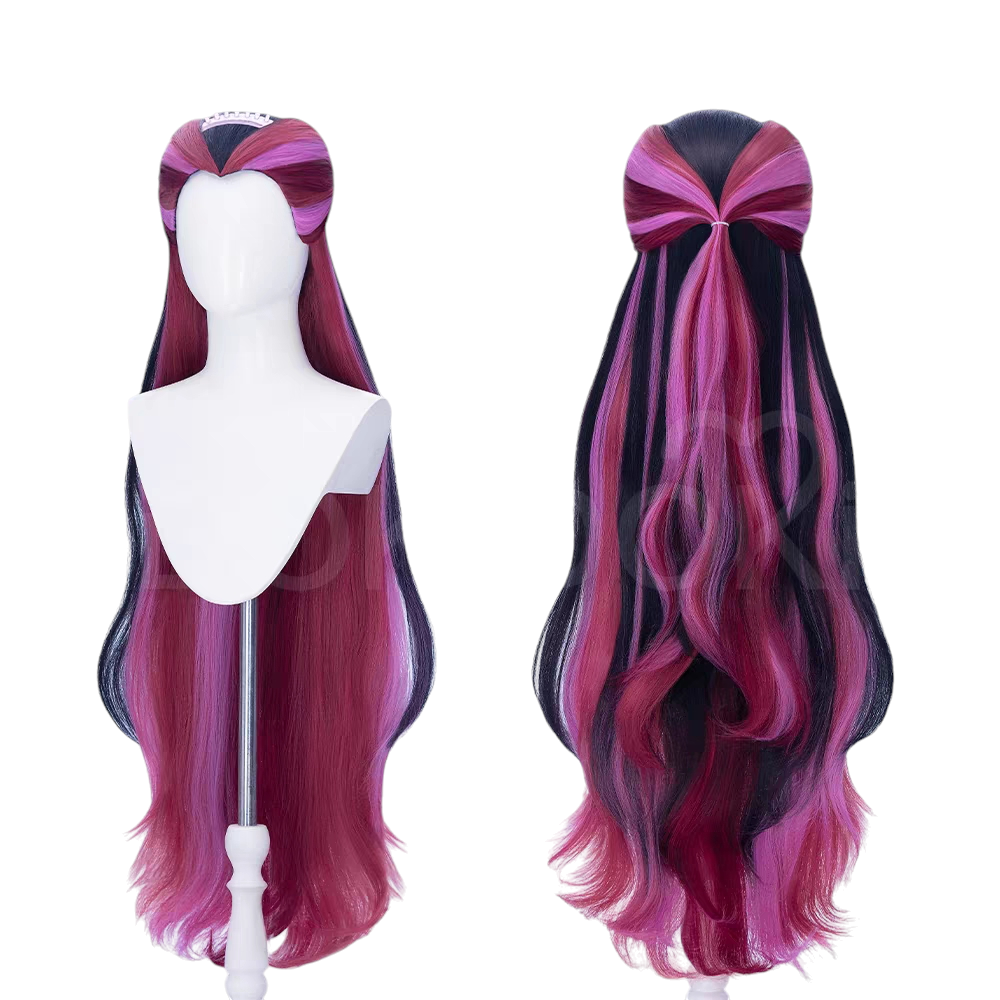 White Smoke Raven Queen Cosplay Wig - Ever After High (100cm Purple/Black/Silver Mix) (FEVERCOS)