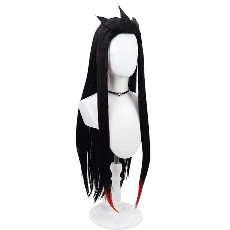 White Smoke Yone Cosplay Wig - League of Legends (Black Long Slicked Back) (FEVERCOS)