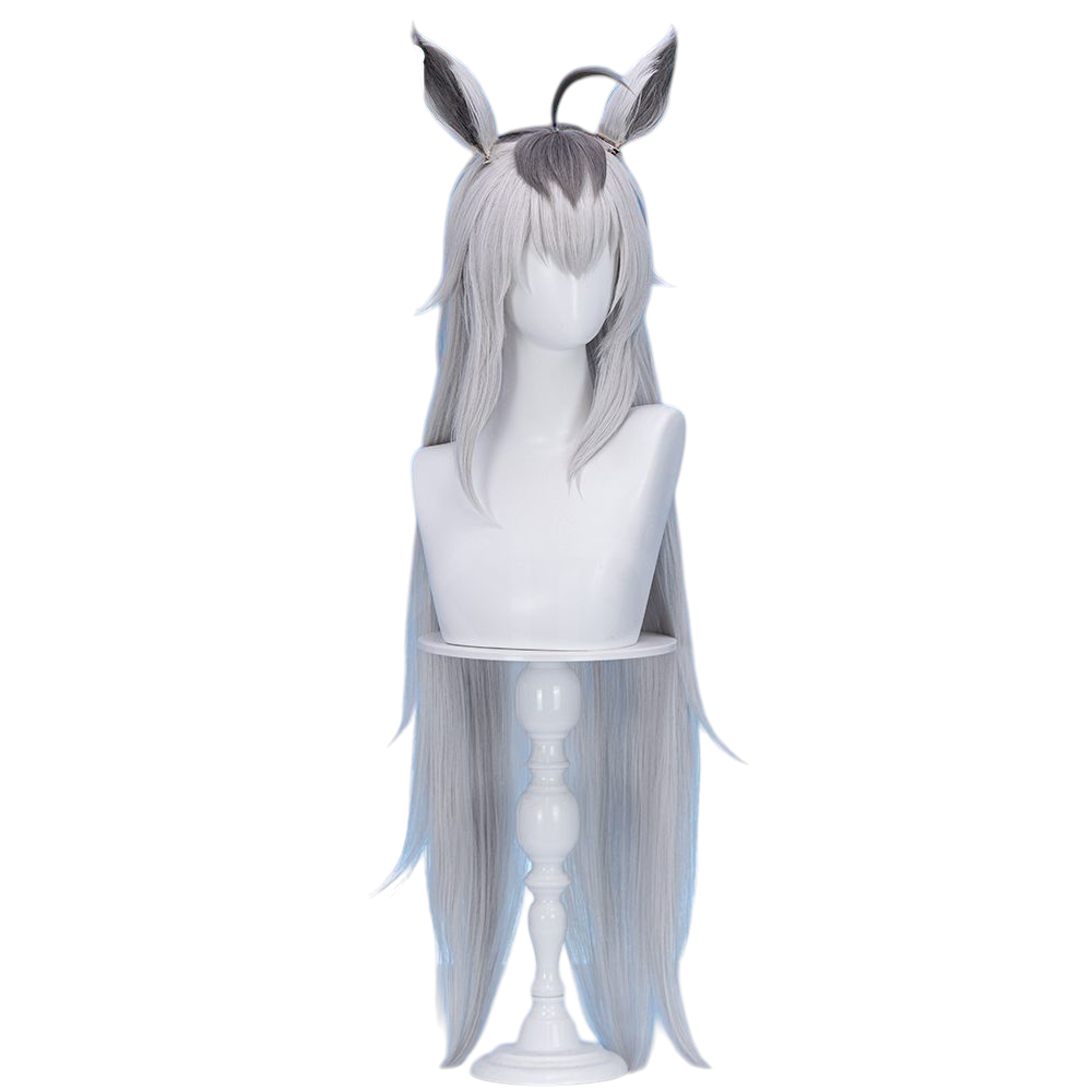 White Smoke Oguri Cap Cosplay Wig - Uma Musume (90cm Layered Gradient with Ears) (FEVERCOS)