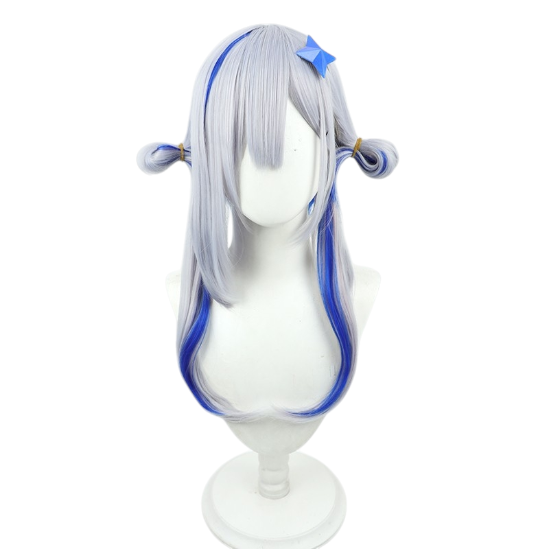 White Smoke Kanata Amane (Work Outfit) Cosplay Wig - Hololive (Styled Short with Accessories) (FEVERCOS)