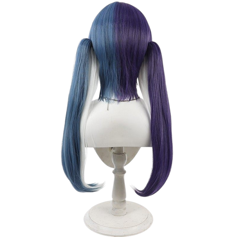White Smoke Mei Kano Cosplay Wig - Persona 5: The Phantom X (Split Color Detachable Twin Tails) (FEVERCOS)