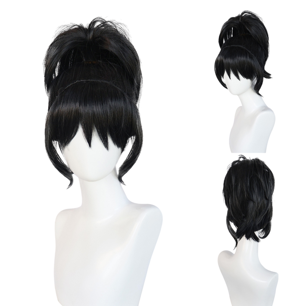 Lavender Lydia Deetz (Red Wedding) Cosplay Wig - Beetlejuice (Black Spiky Bangs) (FEVERCOS)