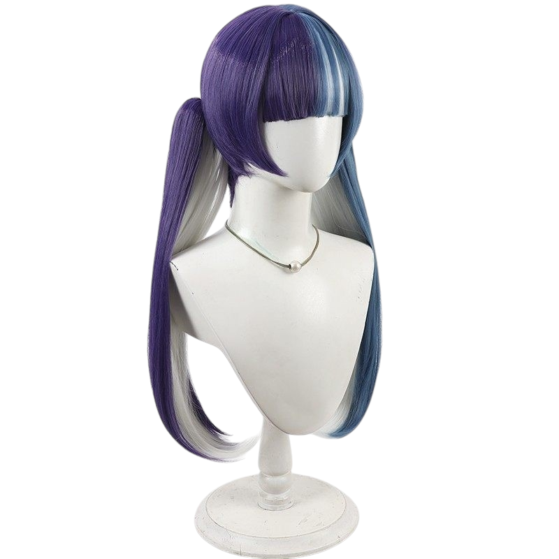 White Smoke Mei Kano Cosplay Wig - Persona 5: The Phantom X (Split Color Detachable Twin Tails) (FEVERCOS)