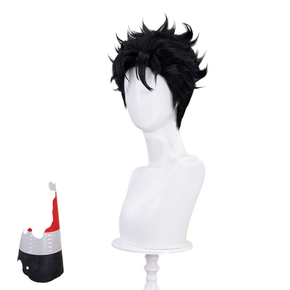 White Smoke Okarun (Ken Takakura) Cosplay Wig - Dandadan (Black Teased Spiky) (FEVERCOS)